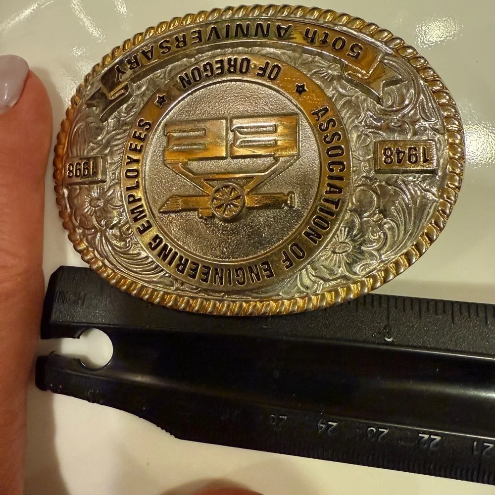 50th Anniversary engineering employees Gold and Silver Commemorative Belt Buckle
